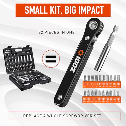 Ratcheting Pocket Screwdriver Father's Day Gifts from Daughter, Ratchet Screwdriver Gifts for Men Dad, Right Angle Screwdriver Mini Ratchet Set EDC Gear Tools, Offset Screwdriver Set for Tight Spaces