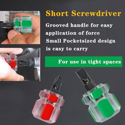 Mini Short Stubby Screwdriver Set short Phillips Screwdriver small Flat Head Screwdriver Sewing Machine Repair Performance Tool Suitable for Tight Spaces