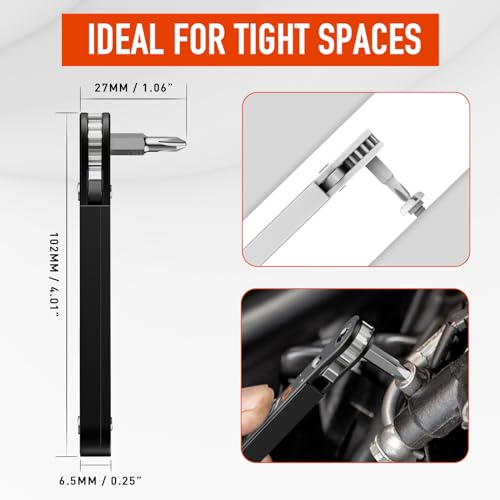 Ratcheting Pocket Screwdriver Father's Day Gifts from Daughter, Ratchet Screwdriver Gifts for Men Dad, Right Angle Screwdriver Mini Ratchet Set EDC Gear Tools, Offset Screwdriver Set for Tight Spaces