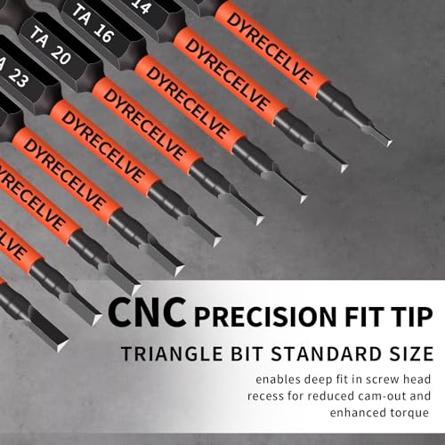10-Pack Triangle Screwdriver Set- Premium S2 Steel Triangle Bit Set (2.56" Long Magnetic Head) Triangle Screwdriver Bits- Triangle Bits Sizes: TA12, TA14, TA16, TA18, TA20, TA23, TA25, TA27 (x2), TA30