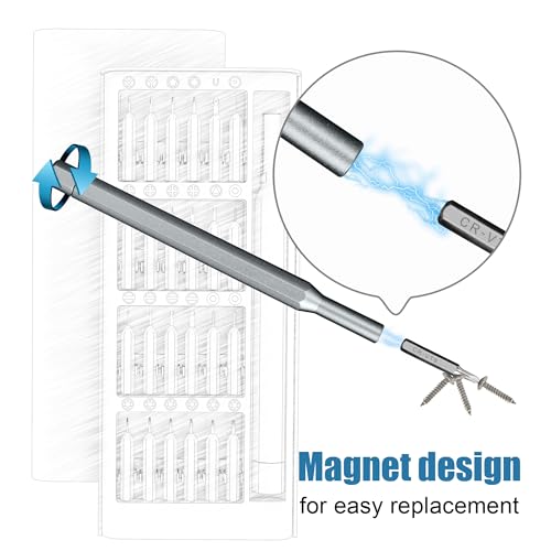 Silbingan Precision Screwdriver Set 24-in-1 Professional Mini Magnetic Screwdriver Set for Fixing Electronics Mini Tool Kits for Computer Repair, Phone, Watch, Laptop, Eyeglass- Alloy Tool Steel