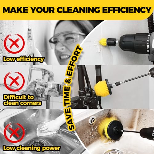 Holikme 10-Piece Power Scrubber Brush Set, Yellow