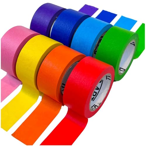 DEART Masking Tape - 8 Mini Colorful Rolls 0.6" x11 Yard - Painters Tape Assortment - Colored Labeling Paper Tape for Bullet Journals, Party Decorations, DIY Craft, Artist Tape, Art Tape