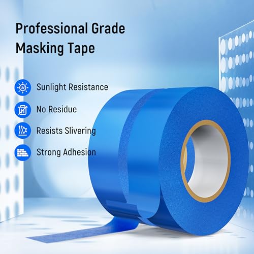 DoHome Painters Tape, 9 Rolls Masking Tape, Masking Master with Adhesive Backing, Blue Tape for Home, Office, School Stationery, DIY Art, Crafts, Labeling (0.94Inch X 65 FT), Total 590 FT