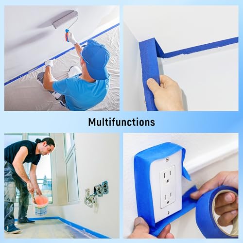 DoHome Painters Tape, 9 Rolls Masking Tape, Masking Master with Adhesive Backing, Blue Tape for Home, Office, School Stationery, DIY Art, Crafts, Labeling (0.94Inch X 65 FT), Total 590 FT