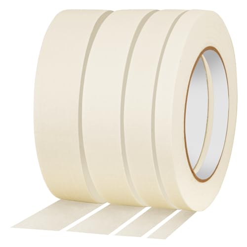 4 Pack Masking Tape, White Painters Tape, Artist Tape for Wall, Painting, Home, Office, School Stationery, Arts, Crafts 0.4" 0.6" 0.8” 1” x 55yds, 220 Yard in Total