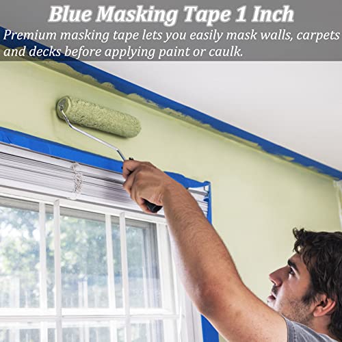 4 Rolls Premium Blue Painters Tape, Masking Tape, Adhesive Paint Tape, Painter's Paper Tape for Wall Painting, DIY Artist Crafts Arts, Decorations, Drafting, No Residue, Easy Removal, 0.94in x 22yd
