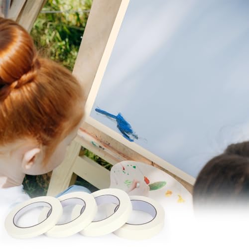 4 Pack Masking Tape, White Painters Tape, Artist Tape for Wall, Painting, Home, Office, School Stationery, Arts, Crafts 0.4" 0.6" 0.8” 1” x 55yds, 220 Yard in Total