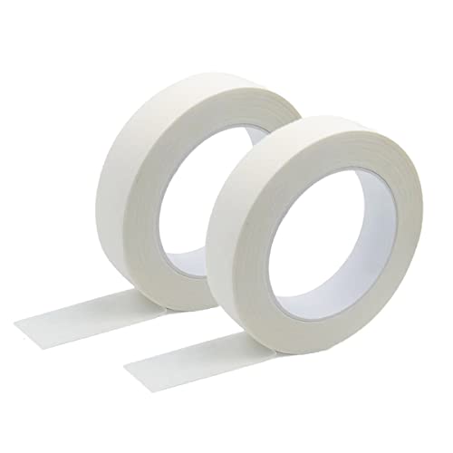 Zellykool Masking Tape 1 Inch, 2 Rolls Painter's Tape 1 Inch x 55 Yards, Painting Adhesive Tape for Painting, Home, Office, School Stationery, Arts, Crafts, Decoration (Beige White)