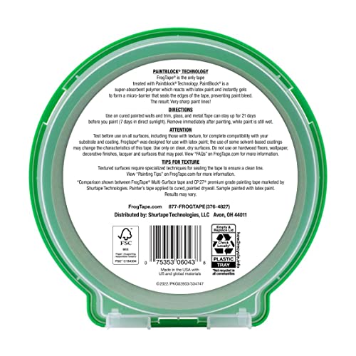 FROGTAPE Multi-Surface Painter's Tape with PAINTBLOCK, Medium Adhesion, 0.94" Wide x 60 Yards Long, Green (1358463)