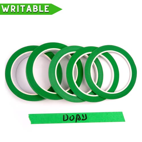 DOAY 5 Rolls Pinstripe Tape - Masking Tape 1/16", 1/8", 1/4", 1/2", 3/4" - Thin Painters Masking Automotive Tape for DIY, Car, Auto, Paint, Art, Tumblers (Green)