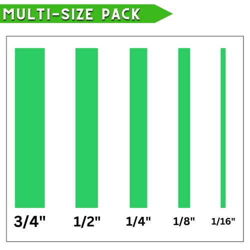 DOAY 5 Rolls Pinstripe Tape - Masking Tape 1/16", 1/8", 1/4", 1/2", 3/4" - Thin Painters Masking Automotive Tape for DIY, Car, Auto, Paint, Art, Tumblers (Green)