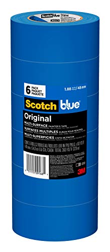 Scotch Painter's Tape Original Multi-Surface Painter's Tape, 1.88 Inches x 60 Yards, 6 Rolls, Blue, Paint Tape Protects Surfaces and Removes Easily, Multi-Surface Painting Tape for Indoor and Outdoor Use