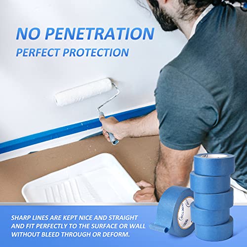 SEBETOW 10 Rolls Painters Tape 2 inch Bulk Painter Tape Blue Wide Roll, Blue Masking Tape, 2 Inches x 55 Yards for General Purpose Wall Painting, Home Improvement