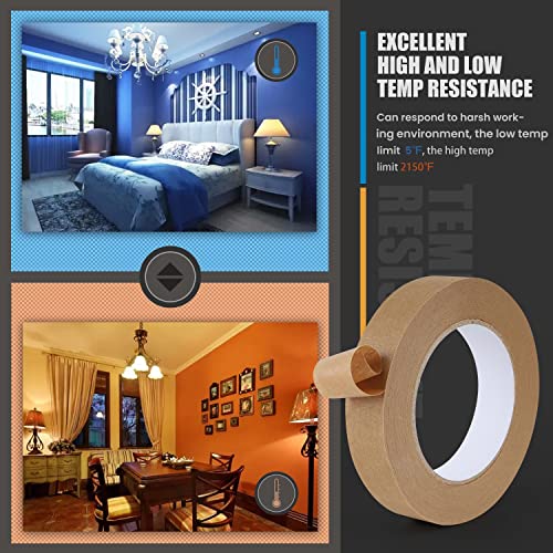 Lichamp 2 Pack Brown Painters Tape 1 inch, Brown Masking Tape 1 inch x 55 Yards x 2 Rolls (110 Total Yards)