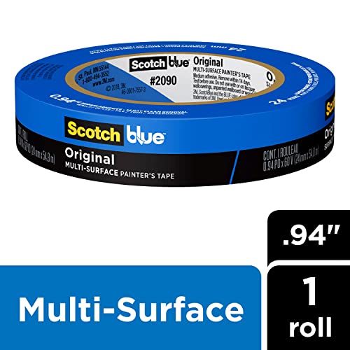 ScotchBlue Original Multi-Surface Painter's Tape, 0.94 Inches x 60 Yards, 24 Rolls, Blue, Paint Tape Protects Surfaces and Removes Easily, Multi-Surface Painting Tape for Indoor and Outdoor Use