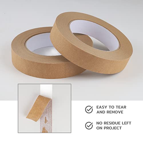 Lichamp 2 Pack Brown Painters Tape 1 inch, Brown Masking Tape 1 inch x 55 Yards x 2 Rolls (110 Total Yards)