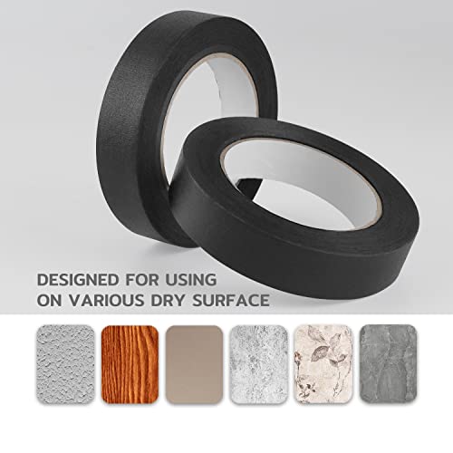 Lichamp 2 Pack Black Painters Tape 1 inch, Black Masking Tape 1 inch x 55 Yards x 2 Rolls (110 Total Yards)