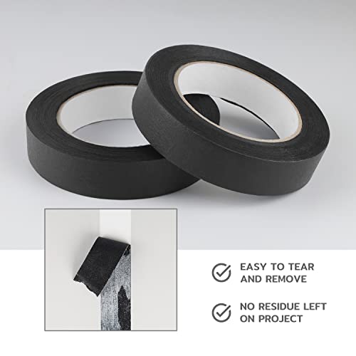 Lichamp 2 Pack Black Painters Tape 1 inch, Black Masking Tape 1 inch x 55 Yards x 2 Rolls (110 Total Yards)