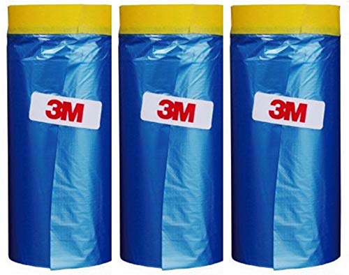 Plastic Sheeting Automotive Masking Tape - Multi Size Pack - No Residue Painters Plastic Drop Cloth for Painting - Plastic Paint Tape and Drape - Pre-Taped Masking Film (65 Feet) (3 of Set (35.4 in))