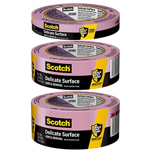 Scotch Delicate Surfaces Painters Tape, 0.94 in x 60 yd, Damage-Free Painting Prep, Protect Delicate Surfaces, UV & Sunlight Resistant, Solvent-Free Adhesive, Indoor Masking Tape, 1 Roll (2080EL-24E)