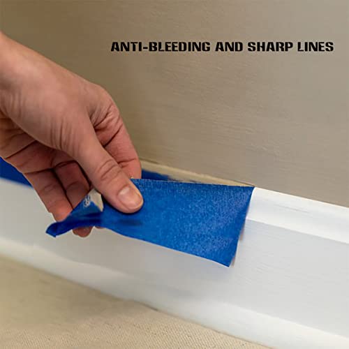 XUXU Blue Painters Tape, 2 Inch Blue Painters Masking Tape Bulk for Multi-Surface, Produce Sharp Lines, Residue-Free 196 Yards Total Blue Tape Set of 4 Rolls
