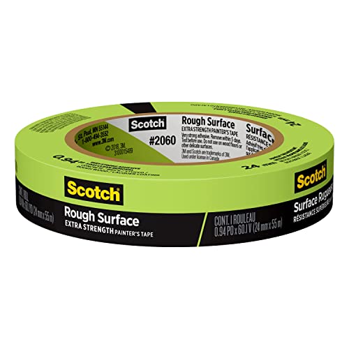 Scotch Rough Surface Extra Strength Painter's Tape, 0.94 in x 60.1 yd, Tape Protects Surfaces and Removes Easily, Rough Surface Painting Tape for Indoor and Outdoor Use, 1 Roll (2060-24AP)