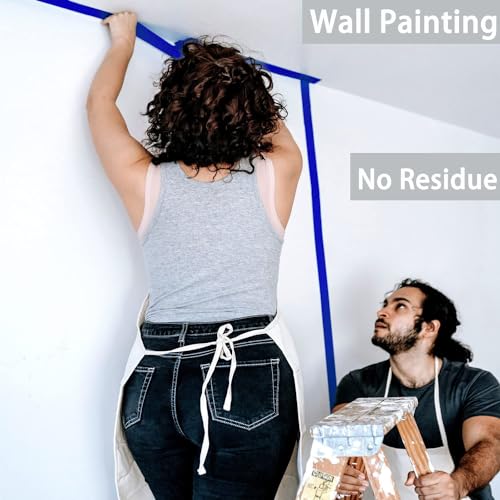 CHUANGSEED 3-Pack Blue Painters Tape 1.88 Inches x 60 Yards Blue Masking Tape Bulk - Sharp Edge Line Technology, Produces Sharp Lines Residue-Free and Artisan Grade Wall Trim Tape