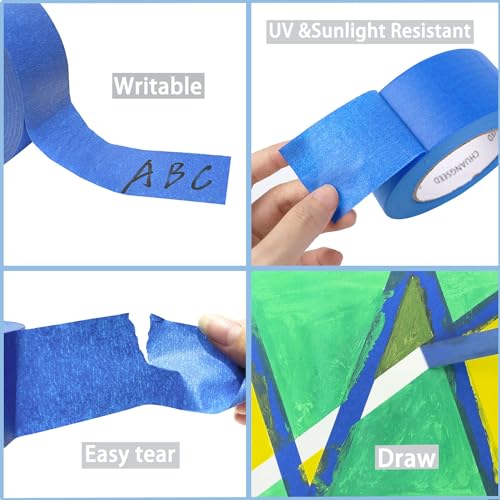 CHUANGSEED 3-Pack Blue Painters Tape 1.88 Inches x 60 Yards Blue Masking Tape Bulk - Sharp Edge Line Technology, Produces Sharp Lines Residue-Free and Artisan Grade Wall Trim Tape