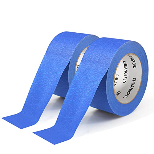 CHUANGSEED 3-Pack Blue Painters Tape 1.88 Inches x 60 Yards Blue Masking Tape Bulk - Sharp Edge Line Technology, Produces Sharp Lines Residue-Free and Artisan Grade Wall Trim Tape