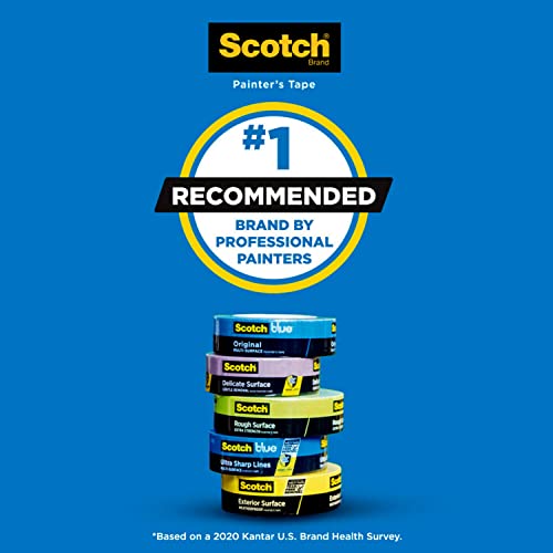 Scotch Delicate Surfaces Painters Tape, 1.88 in x 60 yd, Damage-Free Painting Prep, Protect Delicate Surfaces, UV & Sunlight Resistant, Solvent-Free Adhesive, Indoor Masking Tape, 1 Roll (2080-48EC)