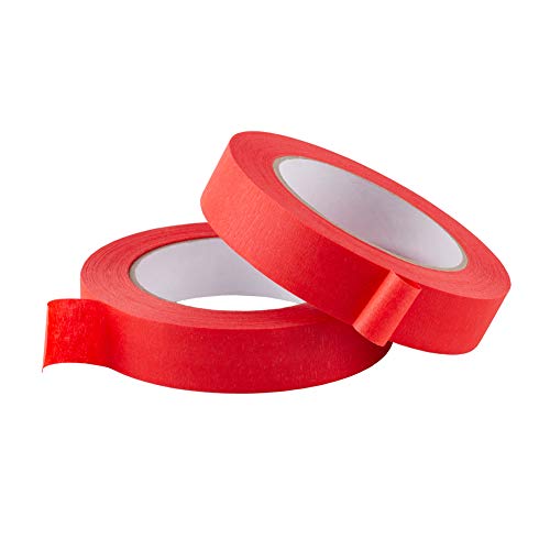 Lichamp 2 Pack Red Painters Tape 1 inch, Red Masking Tape 1 inch x 55 Yards x 2 Rolls (110 Total Yards)