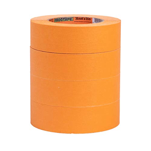 FrogTape Pro Grade Orange Painter’s Tape for Interior and Exterior Applications, 1.41" x 60 yard Roll, 4-Pack