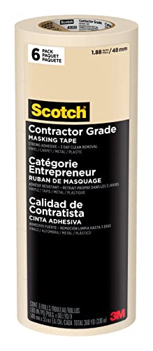Scotch Painter's Tape Contractor Grade Masking Tape, 6 Rolls, 1.88 in x 60.1 yd, Holds to Surfaces For Up to 3 days, Removes Easily Without Leaving Sticky Residue, Interior & Exterior Use (2020-48TP6)
