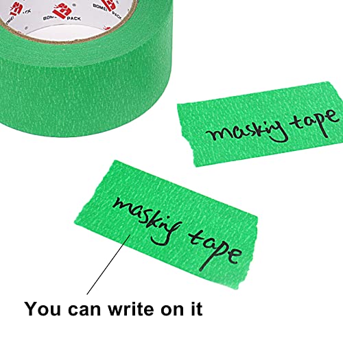 BOMEI PACK Green Painters Tape 2 inch Wide, Medium Adhesive Green Masking Tape 2 inch x 55 Yards (220 Total Yards) 4 Rolls, Residue-Free Wall Trim Tape for Painting, DIY Crafting, Decoration
