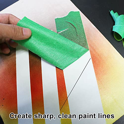 BOMEI PACK Green Painters Tape 2 inch Wide, Medium Adhesive Green Masking Tape 2 inch x 55 Yards (220 Total Yards) 4 Rolls, Residue-Free Wall Trim Tape for Painting, DIY Crafting, Decoration