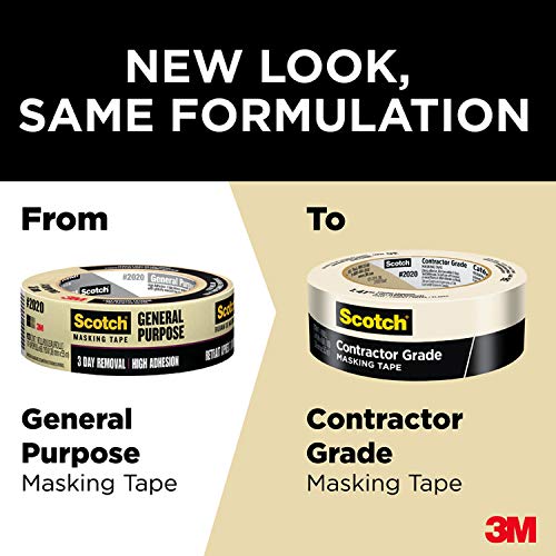 Scotch Painter's Tape Contractor Grade Masking Tape, 6 Rolls, 1.88 in x 60.1 yd, Holds to Surfaces For Up to 3 days, Removes Easily Without Leaving Sticky Residue, Interior & Exterior Use (2020-48TP6)