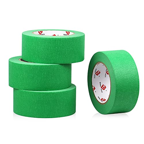 BOMEI PACK Green Painters Tape 2 inch Wide, Medium Adhesive Green Masking Tape 2 inch x 55 Yards (220 Total Yards) 4 Rolls, Residue-Free Wall Trim Tape for Painting, DIY Crafting, Decoration