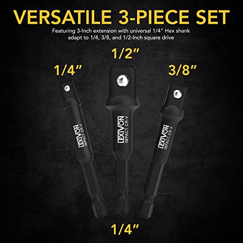 LEXIVON Impact Grade Socket Adapter Set - 3-Piece