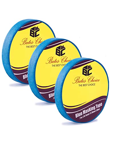 Bates- Painters Tape, 0.7 inch Paint Tape, 3 Pack, 54 Yards, 162 Yards in Total, Painting Tape, Masking Tape, Blue Masking Tape, Wall Safe Tape, Paint Tape, Blue Painter Tape