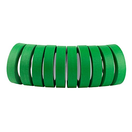 Lichamp 10 Pack Green Painters Tape 1 inch, Medium Adhesive Green Masking Tape Bulk Multi Pack, 1 inch x 55 Yards x 10 Rolls (550 Total Yards)