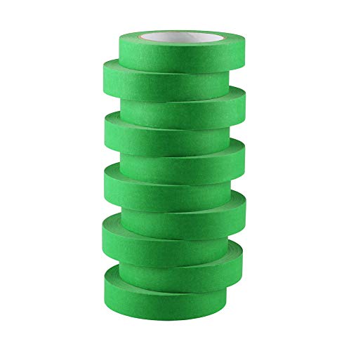 Lichamp 10 Pack Green Painters Tape 1 inch, Medium Adhesive Green Masking Tape Bulk Multi Pack, 1 inch x 55 Yards x 10 Rolls (550 Total Yards)