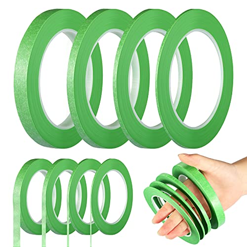 Epakh 4 Rolls Pinstripe Tape, Masking Tape in 1/16, 1/8, 1/4 and 1/2 Inch Wide, Painters Automotive Masking Tape for DIY Car Auto Paint Art (Green, 52 yd)