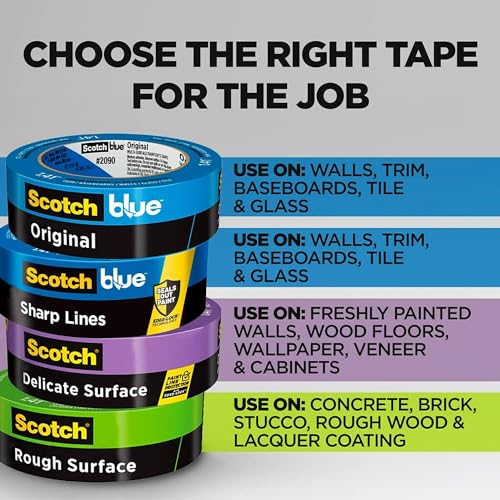Scotch Painter's Tape Original Multi-Surface Painter's Tape, Blue, Paint Tape Protects Surfaces and Removes Easily, Multi-Surface Painting Tape for Indoor and Outdoor Use, 0.94 Inches x 60 Yards, 6 Rolls