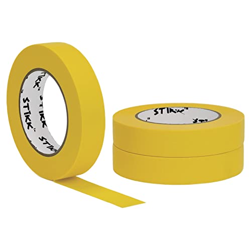 STIKK Painters Tape - 3pk Yellow Painter Tape - 1 inch x 60 Yards - Paint Tape for Painting, Edges, Trim, Ceilings - Masking Tape for DIY Paint Projects - Residue-Free Painting Tape