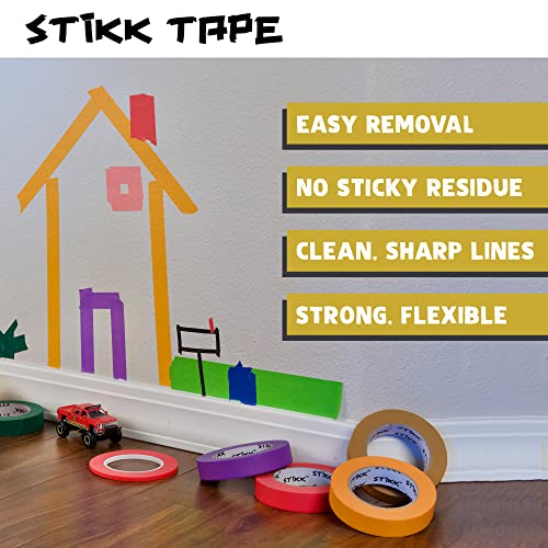 STIKK Painters Tape - 3pk Yellow Painter Tape - 1 inch x 60 Yards - Paint Tape for Painting, Edges, Trim, Ceilings - Masking Tape for DIY Paint Projects - Residue-Free Painting Tape