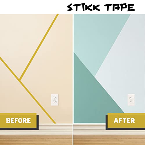 STIKK Painters Tape - 3pk Yellow Painter Tape - 1 inch x 60 Yards - Paint Tape for Painting, Edges, Trim, Ceilings - Masking Tape for DIY Paint Projects - Residue-Free Painting Tape