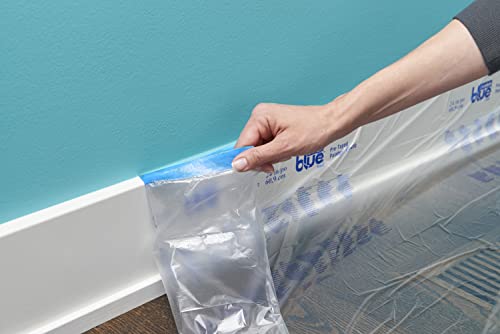 ScotchBlue Pre Plastic Painters Tape with Bladed Dispenser, 24 in x 30yd, Tape & Masking Film Combined in One Product, Static Cling to Stay in One Place, No Residue Masking Tape (PTD2093EL-24-S)