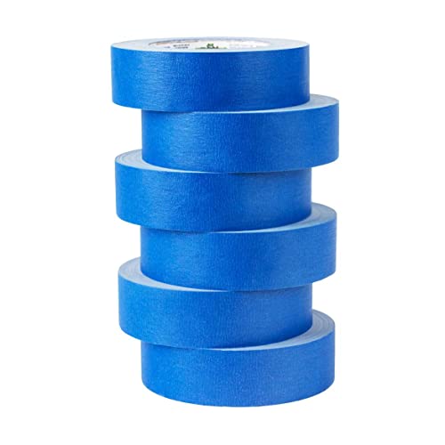 FrogTape Pro Painter's Tape with PAINTBLOCK, Medium Adhesion, 1.41" Wide x 60 Yards Long, Blue, 6 Rolls (242750)