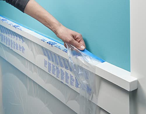 ScotchBlue Pre Plastic Painters Tape with Bladed Dispenser, 24 in x 30yd, Tape & Masking Film Combined in One Product, Static Cling to Stay in One Place, No Residue Masking Tape (PTD2093EL-24-S)